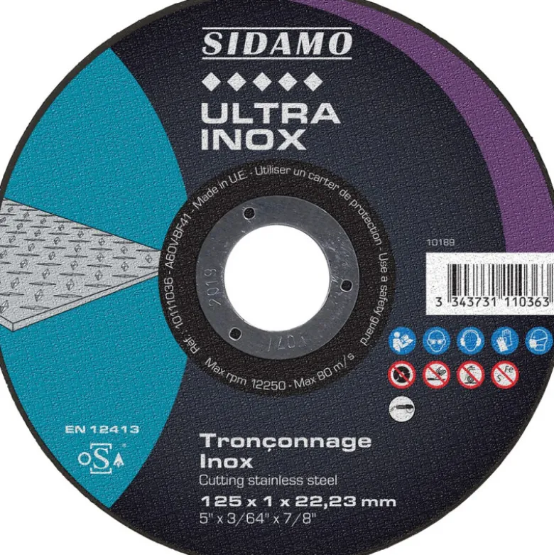 Lot de 25 disques ULTRA INOX 125mm Ep1mm Moyeu plat - SIDAMO 10111036