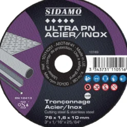 LOT DE 10 DISQUES ULTRA PN ACIER INOX 76MM ALES.10MM EP 1.6 MM - SIDAMO
