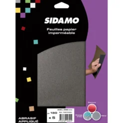 Lot de 5 feuilles de papier imperméable 230x280mm Grain 320 à 600 - SIDAMO