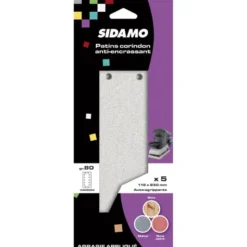 Lot de 5 patins anti-encrassant 115x230 perforé 2x5 + 2x2 - Grain 40 à 120 - SIDAMO