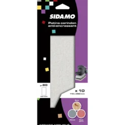 Lot de 10 patins anti-encrassant 115x280 non perforé - Grain 40 à 120 - SIDAMO