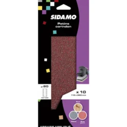 Lot de 10 patins 115x280 perforé 2x5 - Grain 40 à 120 - SIDAMO