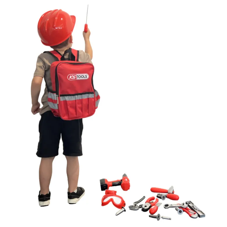 Lot d'une perceuse-visseuse sur batterie et d'un sac à dos avec outils pour enfant KS TOOLS - 515.4730F-A1