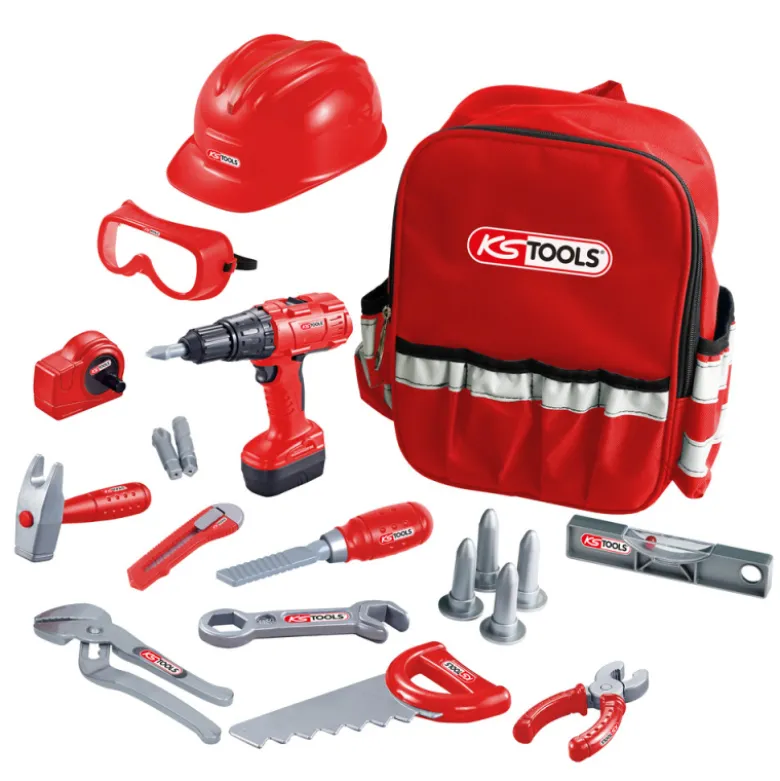Lot d'une perceuse-visseuse sur batterie et d'un sac à dos avec outils pour enfant KS TOOLS - 515.4730F-A1
