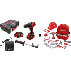 Lot d'une perceuse-visseuse sur batterie et d'un sac à dos avec outils pour enfant KS TOOLS - 515.4730F-A1