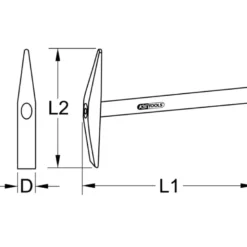 Marteau à piquer les soudures, panne verticale - manche bois KS TOOLS 140.2177