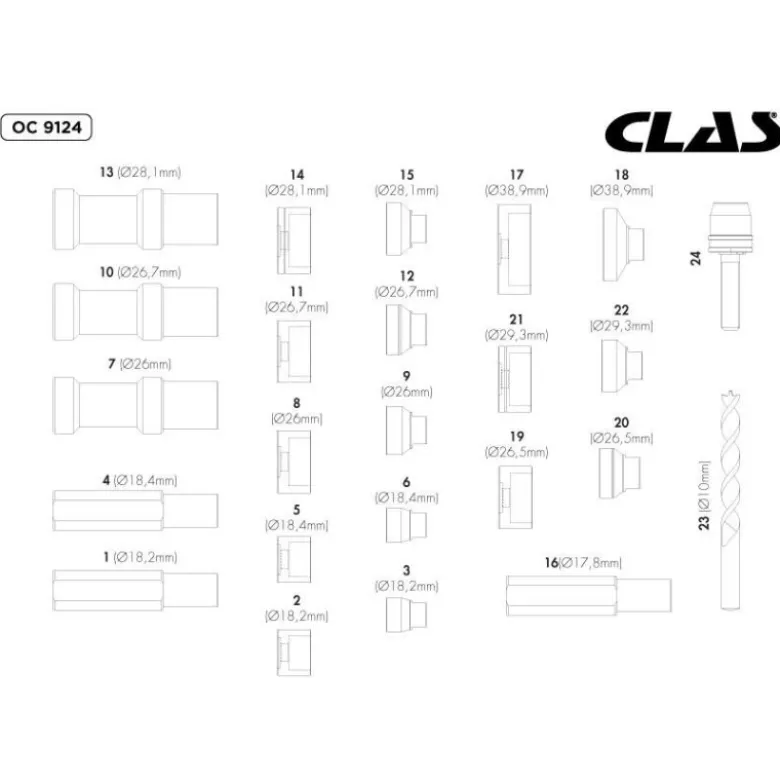 Master kit emporte-pieces pour capteurs de stationnement vw (24 pcs) CLAS OC 9124