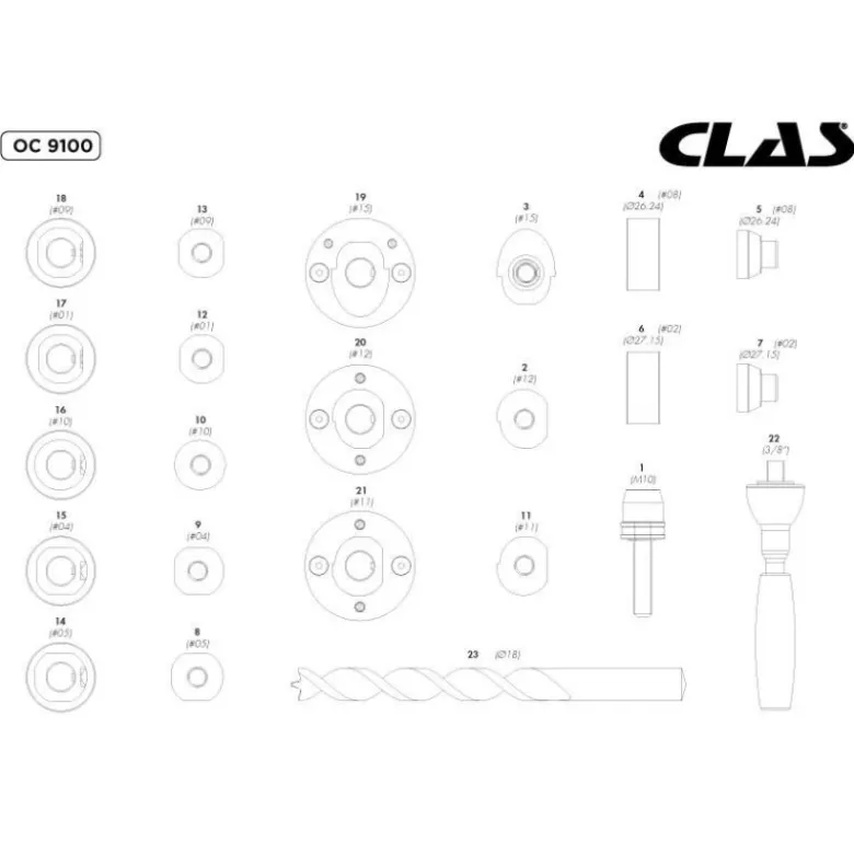 Master kit emporte-pieces pour capteurs de stationnement ford (23 pcs) CLAS OC 9100
