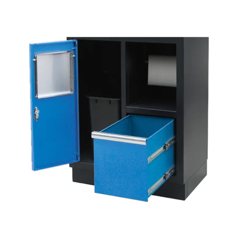 Meuble Bas Avec Poubelle Intégrée Et Support Rouleau Papier Bleu King Tony - 87D1111AKB