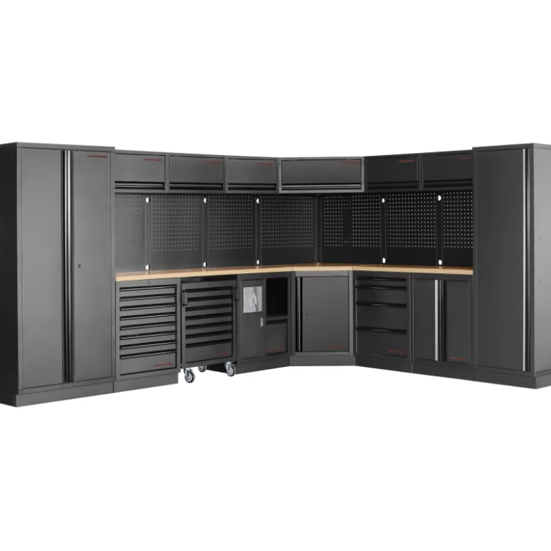 Mobilier d'Atelier avec Angle 8 Éléments avec Servante MOBILIO BLK Kraftwerk - 3964E-BLK