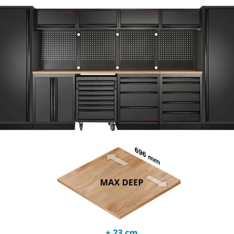 Mobilier d'Atelier 6 Éléments avec Servante Max Deep MOBILIO EX BLK Kraftwerk - 3964K-BLK-017-EX