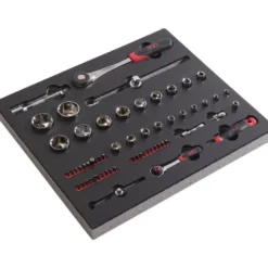 Module Mousse 2/3 De 60 Outils En Mm Cliquets 1/4 + Push 1/2 SAM Outillage - 75-SHR60-1MM