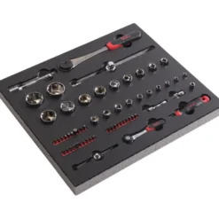 Module Mousse 2/3 De 60 Outils En Mm Cliquets 1/4'' + 1/2'' SAM Outillage - 75-SHR60-2MM