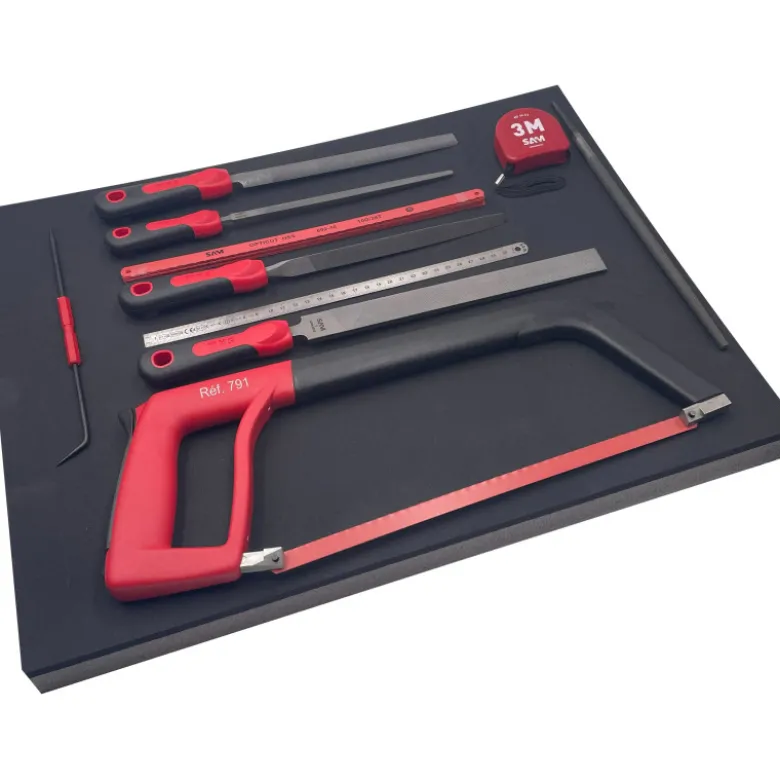 Module Mousse 3/3 - 9 Outils - Scies, Mesure, Lime SAM Outillage - 791-J9MM