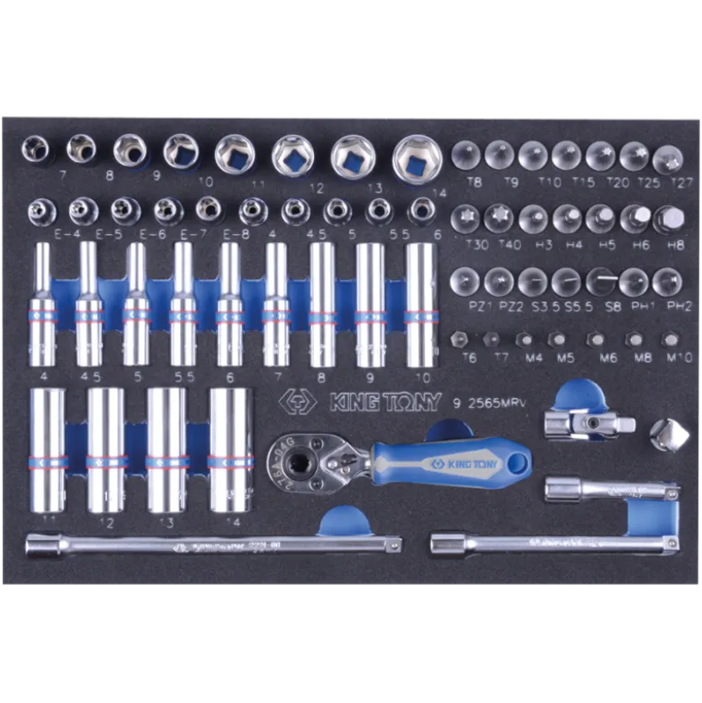 Module Mousse 65 Pièces 1/4" Douilles Et Accessoires King Tony - 92565MRV