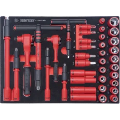 Module Mousse + Pp Douilles Et Accessoires Isolés 1/4"+3/8" 38Pièces King Tony - 955VE01MRV