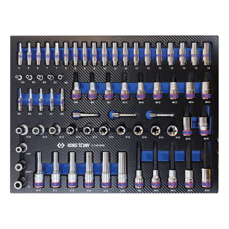 Module Mousse + Pp 67 Pièces Douilles 1/4 & 1/2" King Tony - 973B1MRE