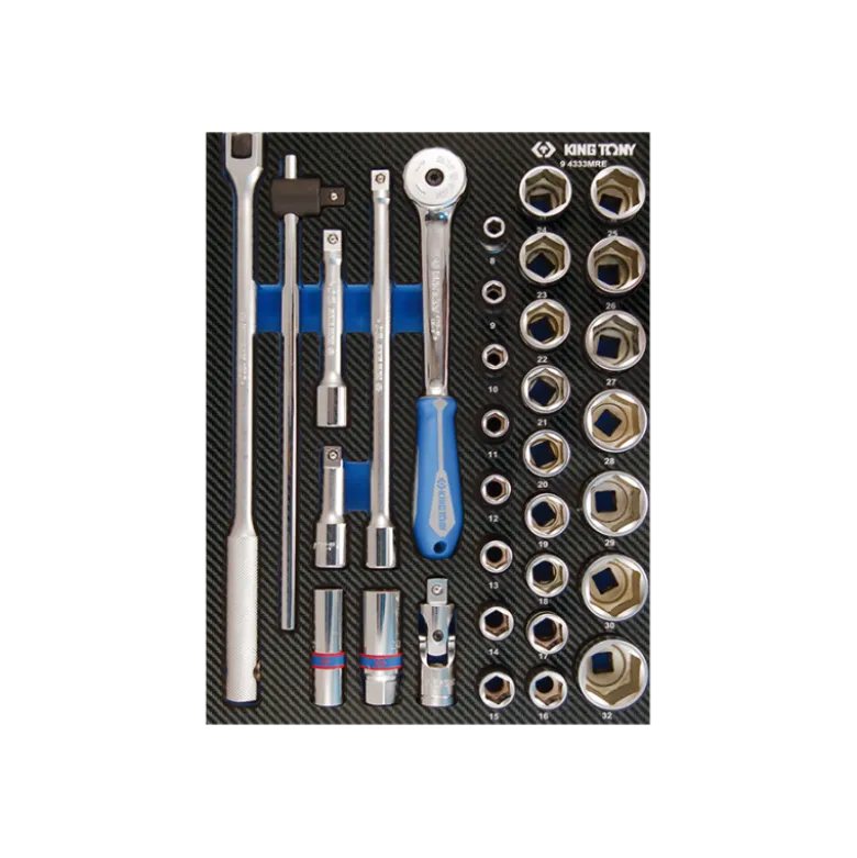 Module Mousse + Pp 33 Pièces Douilles 1/2" Et Accessoires King Tony - 94333MRE