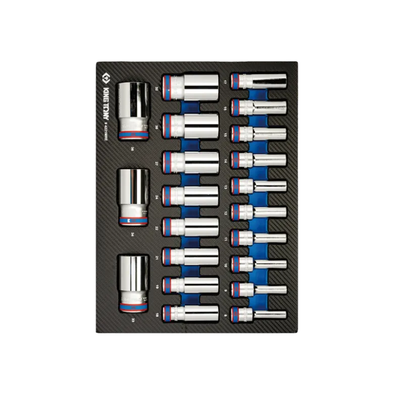 Module Mousse + Pp 21 Pièces Douilles Longues 1/2" 12Pans King Tony - 94221MRE