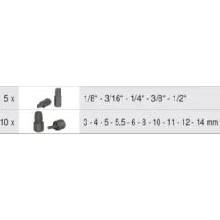 Module 15 pièces d'extracteurs à spirales pour vis creuses KS TOOLS 150.1385