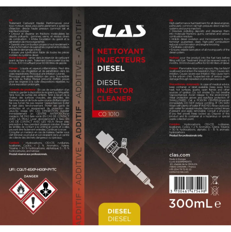 Nettoyant injecteurs diesel 300ml CLAS CO 1010