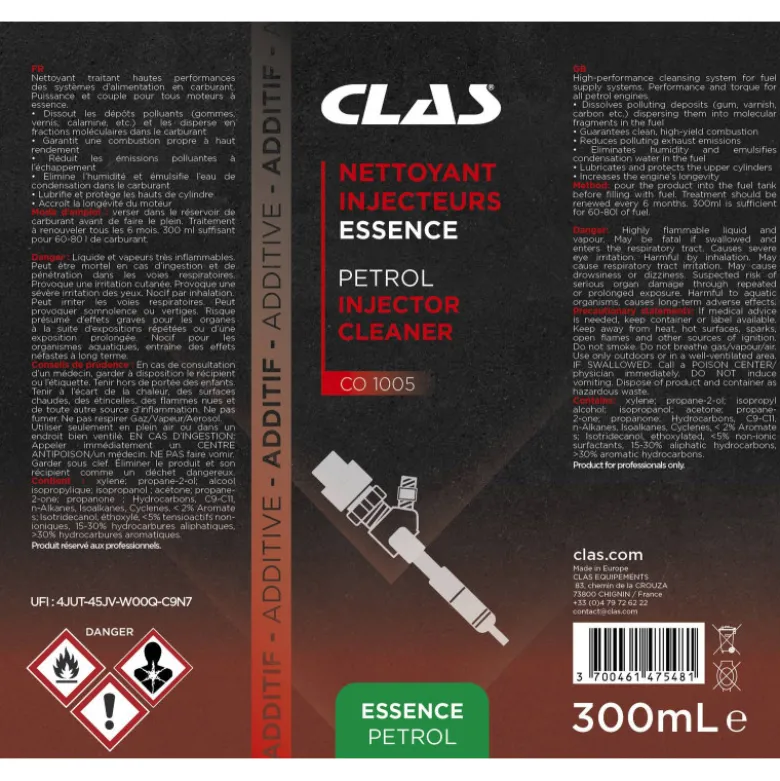 Nettoyant injecteurs essence 300ml CLAS CO 1005