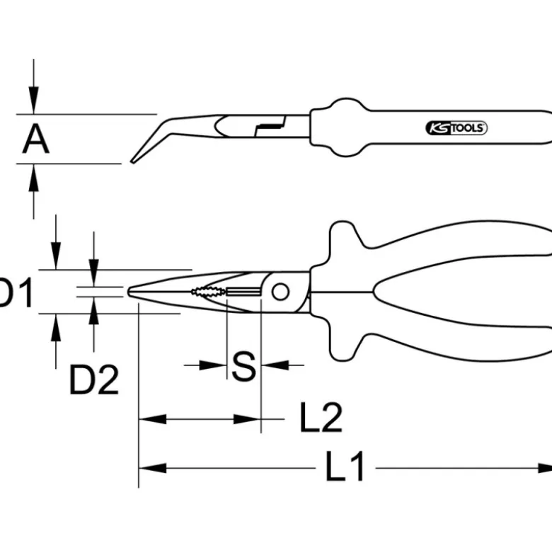 Pince à Bec demi-rond coudée 45° ULTIMATE KS TOOLS