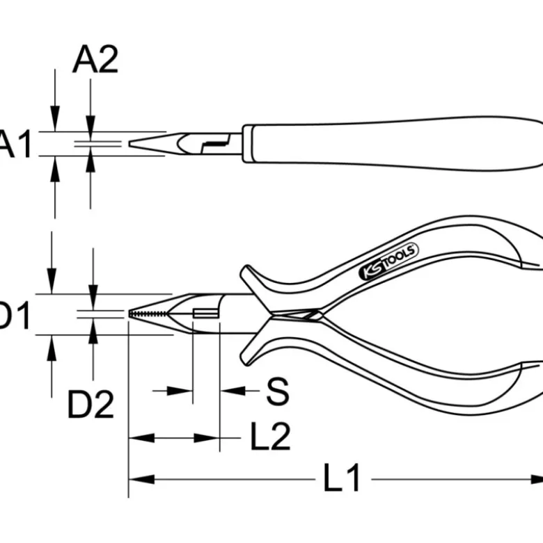 Pince Electronique à Bec demi-rond droit KS TOOLS 500.7021