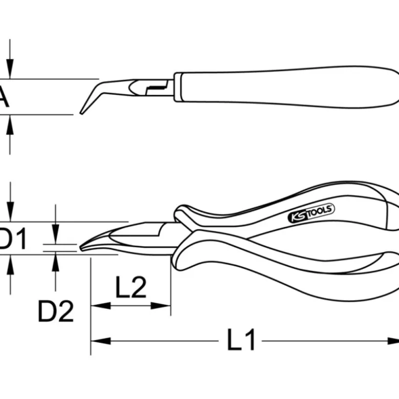 Pince Electronique à Bec demi-rond coudé 45° KS TOOLS 500.7022