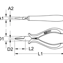 Pince Electronique à bec plat droite KS TOOLS 500.7028