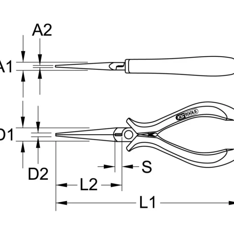 Pince électronique à bec long droite KS TOOLS 500.7032