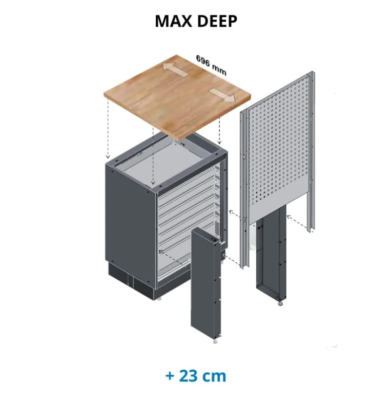 Plan de travail hêtre Multiplex 696 x 1361 mm pour MOBILIO Max Deep KRAFTWERK 3964-099