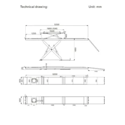 Pont ciseaux extra plat 5T avec levage auxiliaire 4T CLAS - PE 6250T