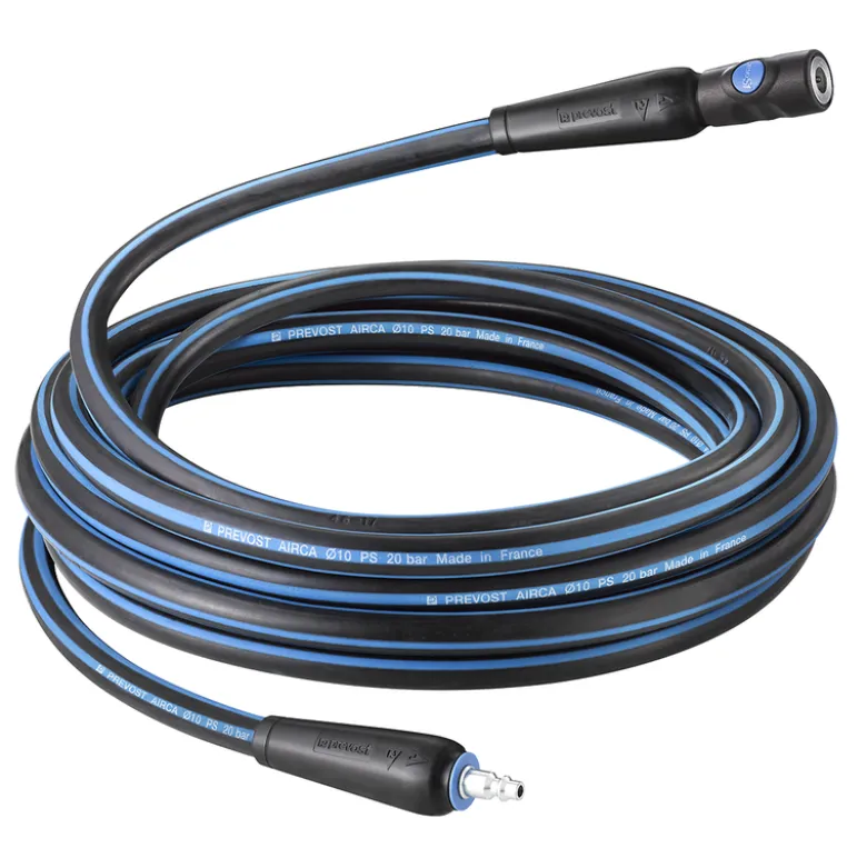 Rallonge de tuyau 10m diamètre int. 10mm AIRCA caoutchouc avec raccord prevoS1 Prevost RAL AISB1010