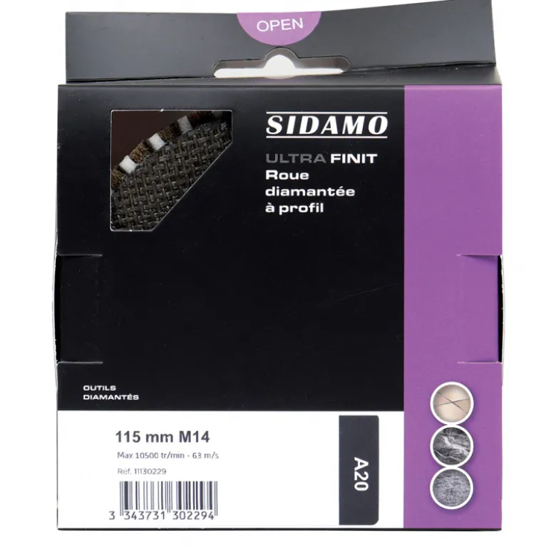 Roue de Polissage Diamantée Profil Arc A20 ULTRA FINIT A20 SIDAMO - 11130229