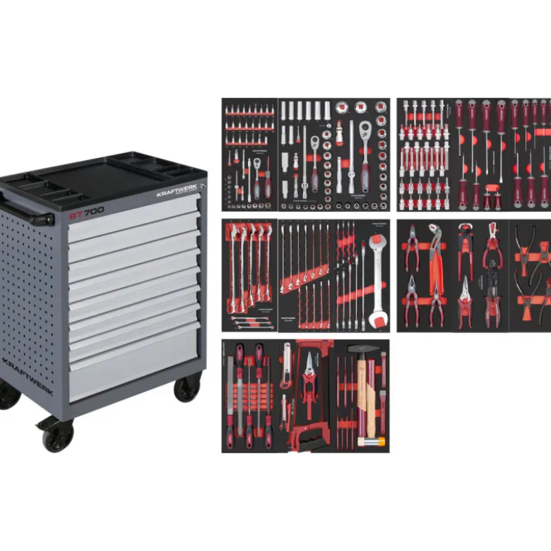Servante d'atelier 8 tiroirs BT700 avec 236 outils KRAFTWERK 102.470.509
