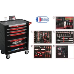 Servante d'atelier 6 tiroirs fabriquée en France, 298 outils KS TOOLS - 824.6298F