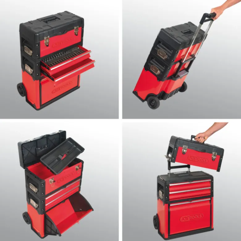 Servante mobile en métal et PVC à 4 compartiments Ks Tools 850.0340