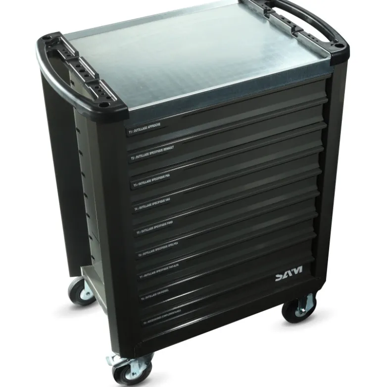 Servante 30N - 9 Tiroirs - Grise - Plateau Acier Galvanise Sam Outillage - Servi-930N-Gr