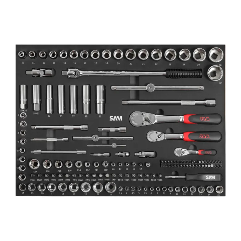 Servante 30n - 6 tiroirs - rouge - mecanique - 253 outils SAM - CPP-253PM
