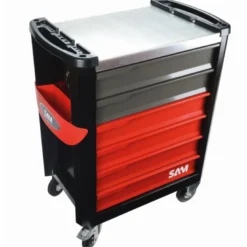 Servante 30N - 6 Tiroirs - Rouge - Plateau Acier Galvanise Sam Outillage - Servi-630N