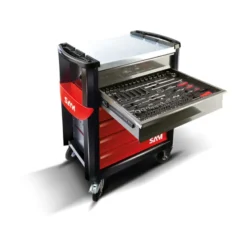 Servante 30n - 6 tir. rouge - plateau acier galva - 380 out. SAM - CPP-380MM