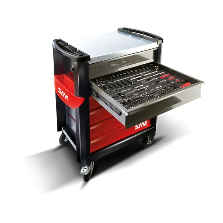 Servante 30n - 6 tir. rouge - plateau acier galva - 435 out. SAM - CPP-435MM