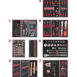 Servante One by One 7 tiroirs équipée de 337 outils KS TOOLS - 823.7337F