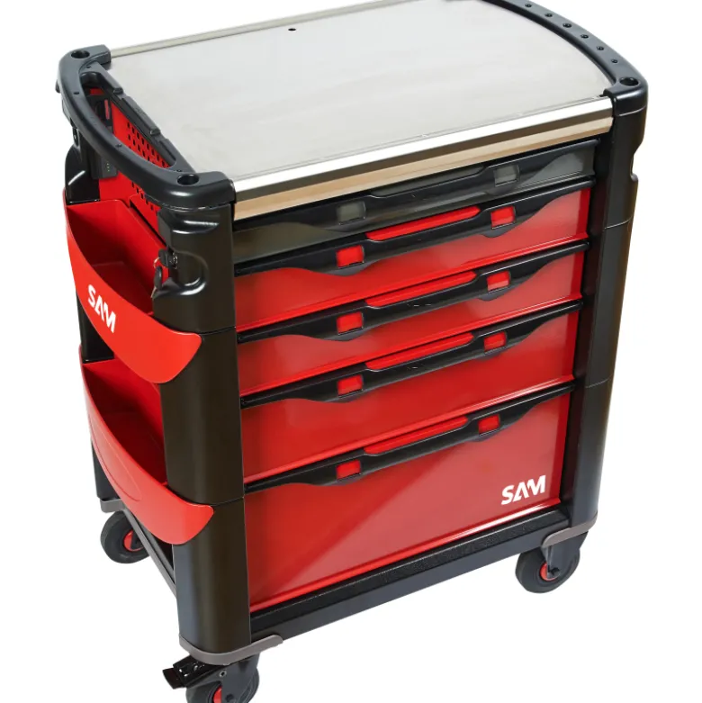 Servante 41 - 5 Tiroirs - A Badge Magnetique - Rouge SAM Outillage - 415-SAB