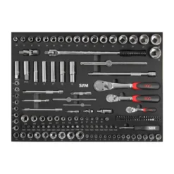 Servante 41 - 6 tiroirs - blanche - mecanique - 239 outils SAM - CPP-239-STE