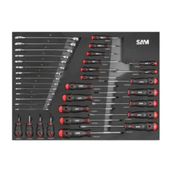 Servante 41 - 6 tiroirs - blanche - mecanique - 242 outils SAM - CPP-242-STE