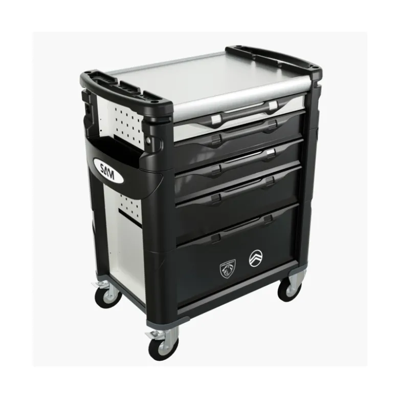 Servante 41 - 5 tiroirs - blanche - plateau inox SAM - 415hw