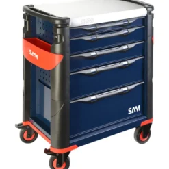 Servante 41 - 5 Tiroirs - Bleue - Plateau Inox Sam Outillage - 415Hb
