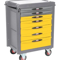 Servante 40 - 7 Tiroirs - Jaune Et Grise - Plateau Aluminium SAM Outillage - SERVI-740-R